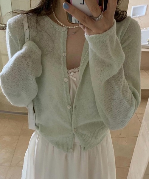 leune(ルネ)の「バックリボン刺繍ふんわりニットカーディガン(カーディガン/ボレロ・レディース・アイボリー/グレー/ミント・FREE)」の3枚目の写真