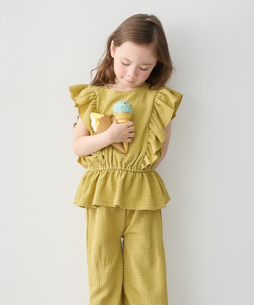 Piet（ピエット）の「ウエストギャザー フリルブラウス セットアップ（セットアップ・キッズ・ブラウン/グリーン・120/110/130/100）」の5枚目の写真