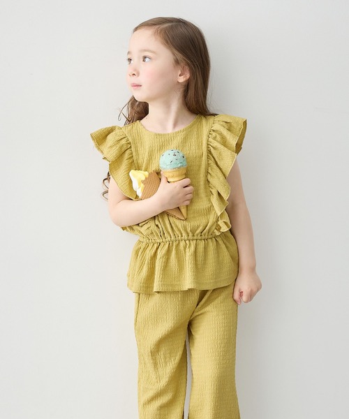 Piet（ピエット）の「ウエストギャザー フリルブラウス セットアップ（セットアップ・キッズ・ブラウン/グリーン・120/110/130/100）」の16枚目の写真