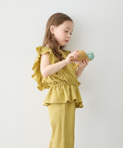 Piet（ピエット）の「ウエストギャザー フリルブラウス セットアップ（セットアップ・キッズ・ブラウン/グリーン・120/110/130/100）」の17枚目の写真