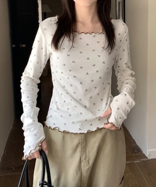 Mayree(メイリー)の「CS ソフト長袖柄インナー(se)(Tシャツ/カットソー・レディース・ホワイト系その他/ピンク・FREE)」の2枚目の写真