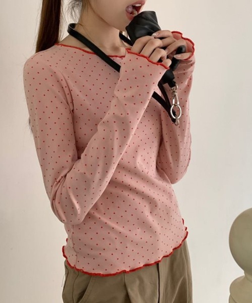 Mayree(メイリー)の「CS ソフト長袖柄インナー(se)(Tシャツ/カットソー・レディース・ホワイト系その他/ピンク・FREE)」の1枚目の写真