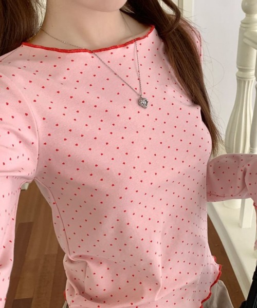 Mayree(メイリー)の「CS ソフト長袖柄インナー(se)(Tシャツ/カットソー・レディース・ホワイト系その他/ピンク・FREE)」の4枚目の写真