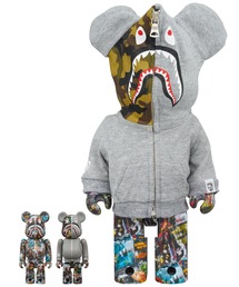 BE@RBRICK BAPE(R) LEGACY CAMO SHARK GRAY／RED／NAVY 100％ & 400％ 3 PCS SET