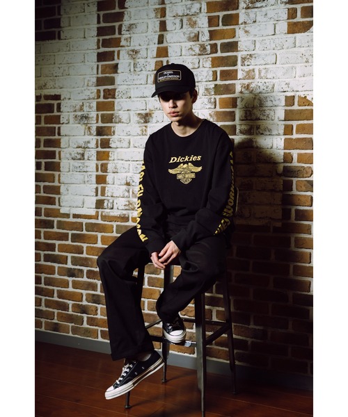 ゴールドカラー【Dickies x H-D】ビーウェイト 半袖Tシャツ Harley Davidson Dickies x HD Tシャツ ハーレーダビッドソン