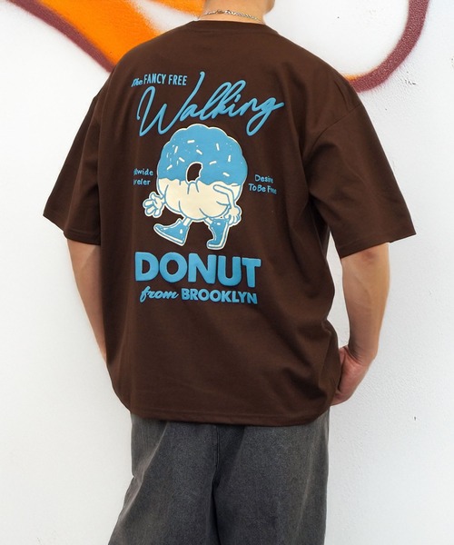 Burner（バーナー）の「【GROOVY STORE】WALKING DONUT ワイド半袖Tシャツ（Tシャツ/カットソー・メンズ・ミント/グリーン/ホワイト系その他3/ブラック/サックスブルー/ブラック系その他2/杢グレー/ブラウン系その他2/ホワイト系その他2/ブラック系その他3/ブラウン/ホワイト・M/L/LL）」の8枚目の写真