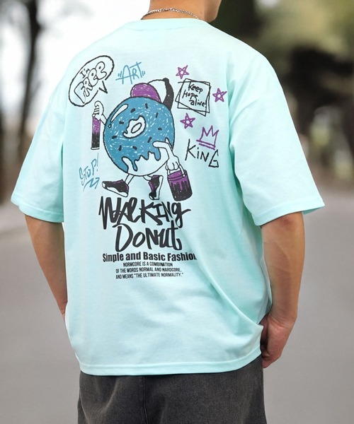 Burner（バーナー）の「【GROOVY STORE】WALKING DONUT ワイド半袖Tシャツ（Tシャツ/カットソー・メンズ・ミント/グリーン/ホワイト系その他3/ブラック/サックスブルー/ブラック系その他2/杢グレー/ブラウン系その他2/ホワイト系その他2/ブラック系その他3/ブラウン/ホワイト・M/L/LL）」の22枚目の写真