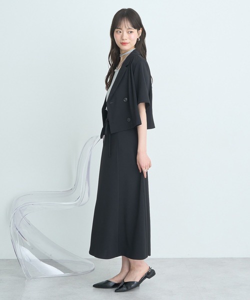 earth music&ecology(アースミュージックアンドエコロジー)の「ショートテーラードジャケット(テーラードジャケット・レディース・アイボリー/サックスブルー/ブラック・FREE)」の7枚目の写真