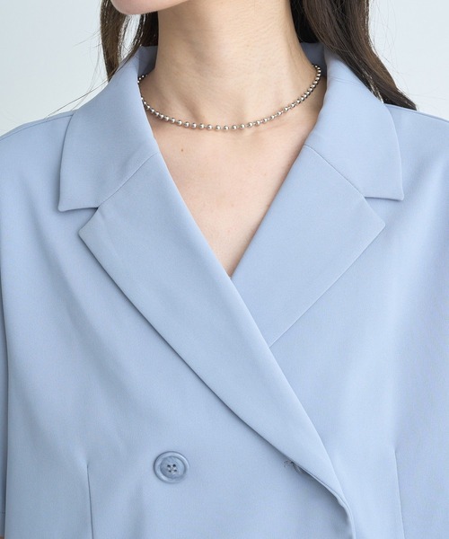 earth music&ecology(アースミュージックアンドエコロジー)の「ショートテーラードジャケット(テーラードジャケット・レディース・アイボリー/サックスブルー/ブラック・FREE)」の17枚目の写真