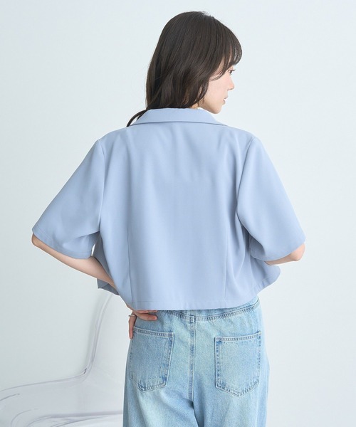 earth music&ecology(アースミュージックアンドエコロジー)の「ショートテーラードジャケット(テーラードジャケット・レディース・アイボリー/サックスブルー/ブラック・FREE)」の12枚目の写真