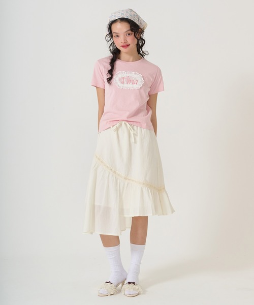 TINA:JOJUN(ティーナジョジュン)の「Tina刺繍 コンパクトTシャツ TINA:JOJUN(Tシャツ/カットソー・レディース・ホワイト/ピンク/ネイビー・M)」の13枚目の写真