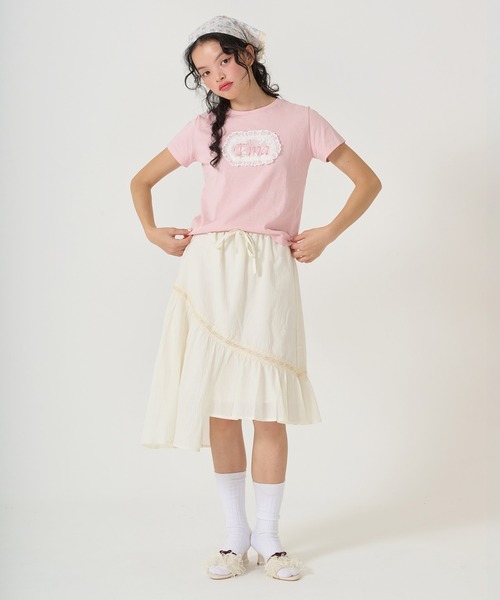 TINA:JOJUN(ティーナジョジュン)の「Tina刺繍 コンパクトTシャツ TINA:JOJUN(Tシャツ/カットソー・レディース・ホワイト/ピンク/ネイビー・M)」の15枚目の写真