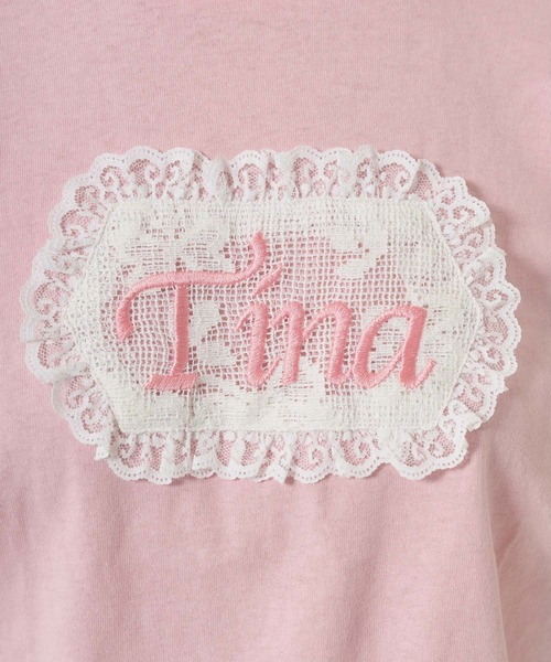 TINA:JOJUN(ティーナジョジュン)の「Tina刺繍 コンパクトTシャツ TINA:JOJUN(Tシャツ/カットソー・レディース・ホワイト/ピンク/ネイビー・M)」の18枚目の写真