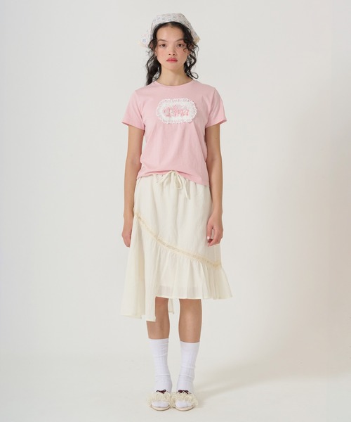 Tina刺繍 コンパクトTシャツ TINA：JOJUN（Tシャツ/カットソー