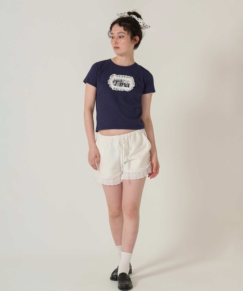 刺繍 コンパクトTシャツ TINA:JOJUN Tina刺繍 コンパクトTシャツ TINA:JOJUN(Tシャツ/カットソー