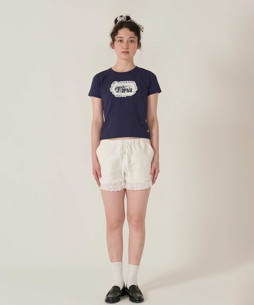 tシャツ Tina刺繍 コンパクトTシャツ TINA：JOJUN レディース TINA：JOJUN tシャツ Tina刺繍 コンパクトTシャツ レディース