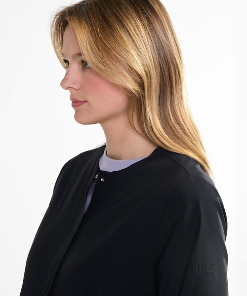 セール】撥水 UVカット ワンポイントロゴ刺繍 ノーカラージャケット