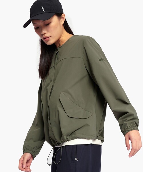 セール】撥水 UVカット ワンポイントロゴ刺繍 ノーカラージャケット