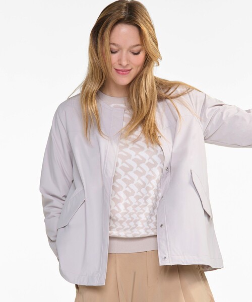 AIGLE（エーグル）の「撥水 UVカット ワンポイントロゴ刺繍 ノーカラージャケット（ノーカラージャケット・レディース・オフホワイト/ブラック/モスグリーン・36/34/40/38）」の14枚目の写真