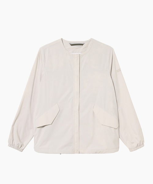 セール】撥水 UVカット ワンポイントロゴ刺繍 ノーカラージャケット