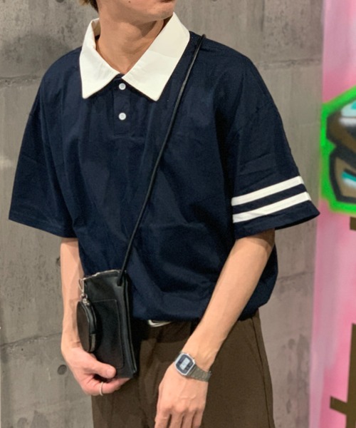 link lot(リンクロット)の「サイド2ラインポロシャツ(ポロシャツ・メンズ・ブラック/ネイビー/ホワイト・L/M)」の15枚目の写真