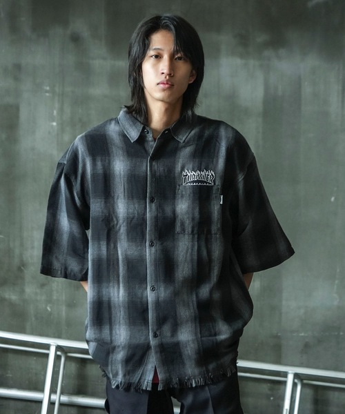 THRASHER（スラッシャー）の「CHECK DAMAGE S/S SHIRTS / THRASHERスラッシャーチェックダメージ半袖シャツ（シャツ/ブラウス・メンズ・ブラウン/ブラック・MEDIUM/LARGE/X-LARGE）」の16枚目の写真