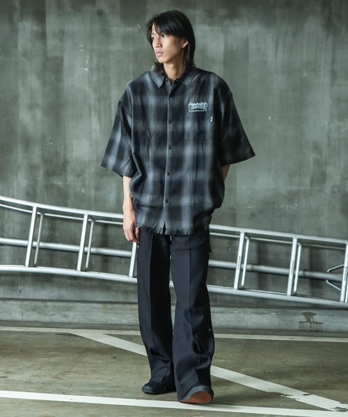 THRASHER（スラッシャー）の「CHECK DAMAGE S/S SHIRTS / THRASHERスラッシャーチェックダメージ半袖シャツ（シャツ/ブラウス・メンズ・ブラウン/ブラック・MEDIUM/LARGE/X-LARGE）」の18枚目の写真