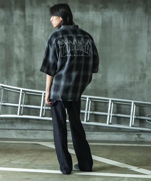 THRASHER（スラッシャー）の「CHECK DAMAGE S/S SHIRTS / THRASHERスラッシャーチェックダメージ半袖シャツ（シャツ/ブラウス・メンズ・ブラウン/ブラック・MEDIUM/LARGE/X-LARGE）」の17枚目の写真