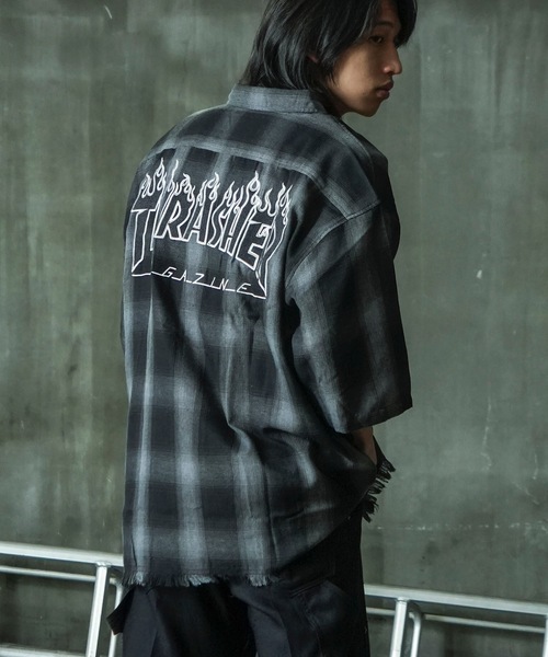 THRASHER（スラッシャー）の「CHECK DAMAGE S/S SHIRTS / THRASHERスラッシャーチェックダメージ半袖シャツ（シャツ/ブラウス・メンズ・ブラウン/ブラック・MEDIUM/LARGE/X-LARGE）」の15枚目の写真