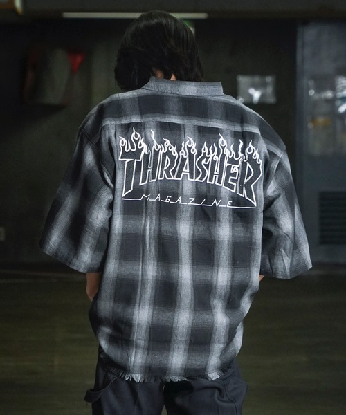 THRASHER（スラッシャー）の「CHECK DAMAGE S/S SHIRTS / THRASHERスラッシャーチェックダメージ半袖シャツ（シャツ/ブラウス・メンズ・ブラウン/ブラック・MEDIUM/LARGE/X-LARGE）」の11枚目の写真