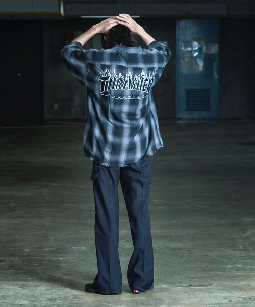 THRASHER（スラッシャー）の「CHECK DAMAGE S/S SHIRTS / THRASHERスラッシャーチェックダメージ半袖シャツ（シャツ/ブラウス・メンズ・ブラウン/ブラック・MEDIUM/LARGE/X-LARGE）」の13枚目の写真
