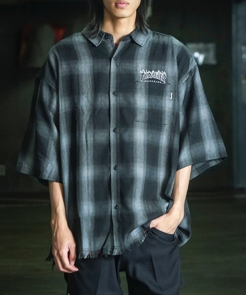THRASHER(スラッシャー)の「CHECK DAMAGE S/S SHIRTS / THRASHERスラッシャーチェックダメージ半袖シャツ(シャツ/ブラウス・メンズ・ブラウン/ブラック・MEDIUM/LARGE/X-LARGE)」の22枚目の写真