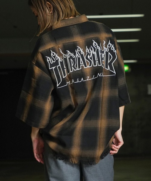 THRASHER(スラッシャー)の「CHECK DAMAGE S/S SHIRTS / THRASHERスラッシャーチェックダメージ半袖シャツ(シャツ/ブラウス・メンズ・ブラウン/ブラック・MEDIUM/LARGE/X-LARGE)」の19枚目の写真