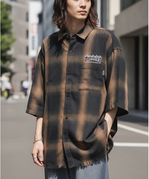 THRASHER(スラッシャー)の「CHECK DAMAGE S/S SHIRTS / THRASHERスラッシャーチェックダメージ半袖シャツ(シャツ/ブラウス・メンズ・ブラウン/ブラック・MEDIUM/LARGE/X-LARGE)」の21枚目の写真