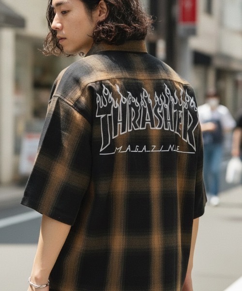 THRASHER(スラッシャー)の「CHECK DAMAGE S/S SHIRTS / THRASHERスラッシャーチェックダメージ半袖シャツ(シャツ/ブラウス・メンズ・ブラウン/ブラック・MEDIUM/LARGE/X-LARGE)」の20枚目の写真