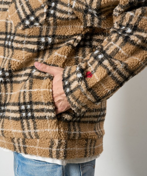 STUD MUFFIN(スタッドマフィン)の「STUD MUFFIN/スタッドマフィン/ブロックチェックムックボア サガラパッチワーク ブルゾン(ブルゾン・メンズ・ベージュ/グレー・2/3/4)」の10枚目の写真