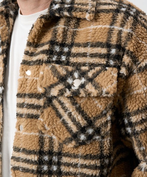 STUD MUFFIN(スタッドマフィン)の「STUD MUFFIN/スタッドマフィン/ブロックチェックムックボア サガラパッチワーク ブルゾン(ブルゾン・メンズ・ベージュ/グレー・2/3/4)」の11枚目の写真
