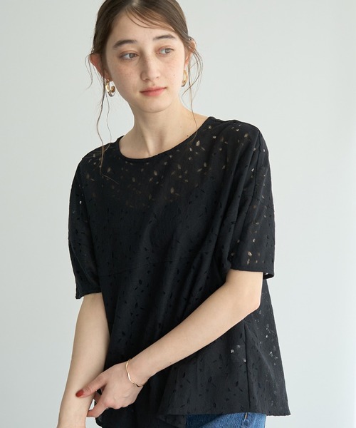 YECCA VECCA（イェッカヴェッカ）の「レースブラウス（シャツ/ブラウス・レディース・ブラック/グリーン/オフホワイト・FREE）」の2枚目の写真