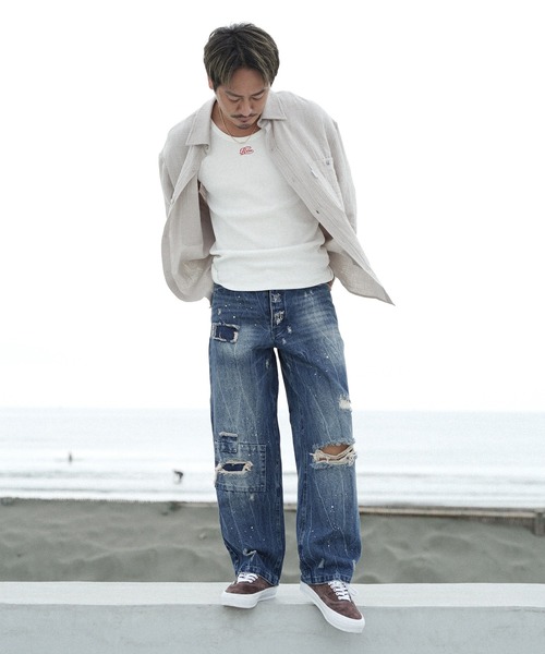 #Re:room(リルーム)の「ヴィンテージクラッシュワイドデニム(デニムパンツ・メンズ・ブルー・MEDIUM/LARGE/SMALL)」の19枚目の写真