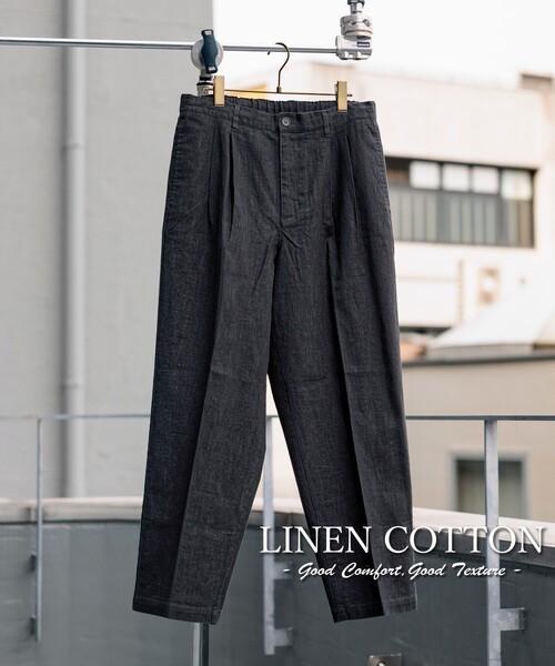 FREAK'S STORE（フリークスストア）の「LINEN COTTON EASY SLACKS/リネン コットン イージースラックスパンツ【セットアップ対応】（スラックス・メンズ・ブラック/オフホワイト/チャコールグレー/ベージュ・MEDIUM/LARGE）」の22枚目の写真