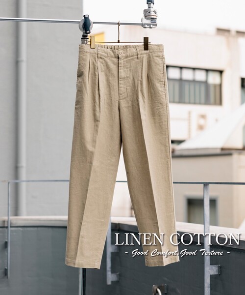 セール】LINEN COTTON EASY SLACKS/リネン コットン イージー