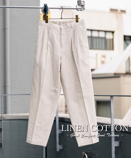 FREAK'S STORE(フリークスストア)の「LINEN COTTON EASY SLACKS/リネン コットン イージースラックスパンツ【セットアップ対応】(スラックス・メンズ・ブラック/オフホワイト/チャコールグレー/ベージュ・MEDIUM/LARGE)」の5枚目の写真