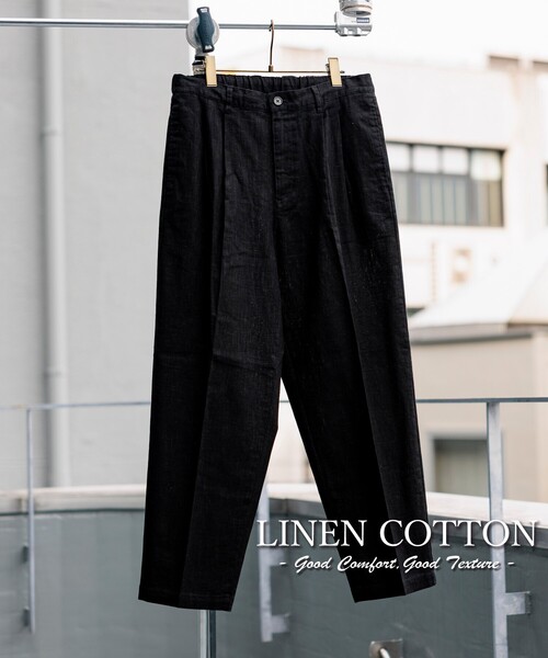 FREAK'S STORE(フリークスストア)の「LINEN COTTON EASY SLACKS/リネン コットン イージースラックスパンツ【セットアップ対応】(スラックス・メンズ・ブラック/オフホワイト/チャコールグレー/ベージュ・MEDIUM/LARGE)」の6枚目の写真