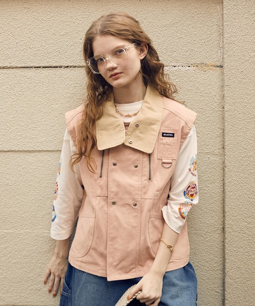 MILKFED.(ミルクフェド)の「DEFORMED COLLAR DUCK VEST(ベスト・レディース・ブラック/オリーブ/ライトピンク・ONE SIZE)」の3枚目の写真