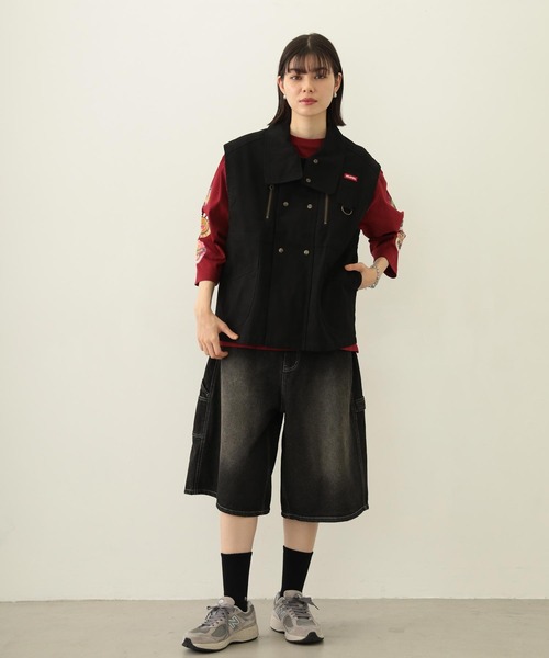 MILKFED.(ミルクフェド)の「DEFORMED COLLAR DUCK VEST(ベスト・レディース・ブラック/オリーブ/ライトピンク・ONE SIZE)」の16枚目の写真