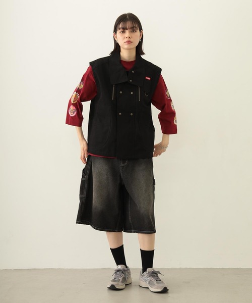 MILKFED.(ミルクフェド)の「DEFORMED COLLAR DUCK VEST(ベスト・レディース・ブラック/オリーブ/ライトピンク・ONE SIZE)」の18枚目の写真
