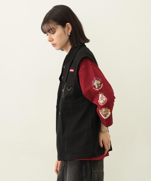 MILKFED.(ミルクフェド)の「DEFORMED COLLAR DUCK VEST(ベスト・レディース・ブラック/オリーブ/ライトピンク・ONE SIZE)」の14枚目の写真