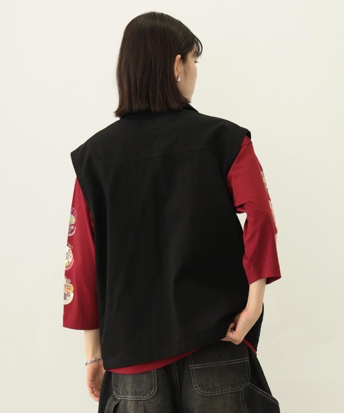 MILKFED.(ミルクフェド)の「DEFORMED COLLAR DUCK VEST(ベスト・レディース・ブラック/オリーブ/ライトピンク・ONE SIZE)」の15枚目の写真