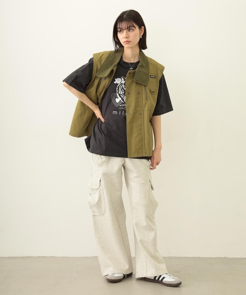 MILKFED.(ミルクフェド)の「DEFORMED COLLAR DUCK VEST(ベスト・レディース・ブラック/オリーブ/ライトピンク・ONE SIZE)」の22枚目の写真