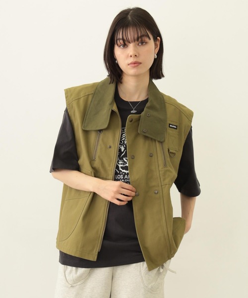 MILKFED.(ミルクフェド)の「DEFORMED COLLAR DUCK VEST(ベスト・レディース・ブラック/オリーブ/ライトピンク・ONE SIZE)」の19枚目の写真